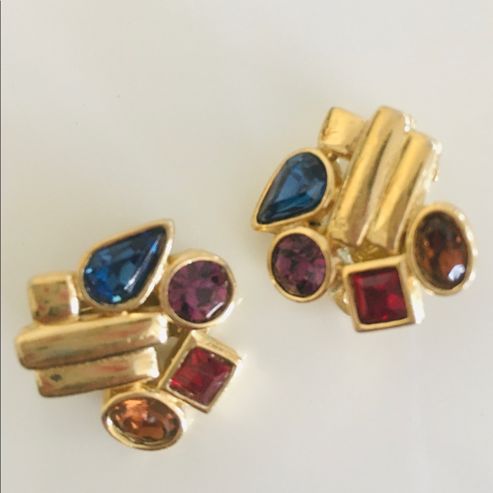 Givenchy Multi GoldTone Spinel Cluster Earrings - Picture 4 of 8